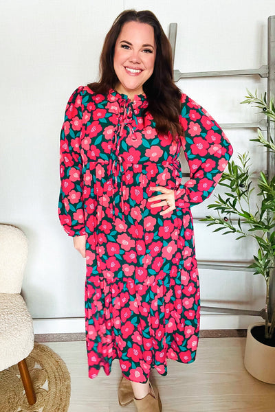 Look Adorable Ribbon Bow Tie Babydoll Tiered Maxi Dress - Online Only!