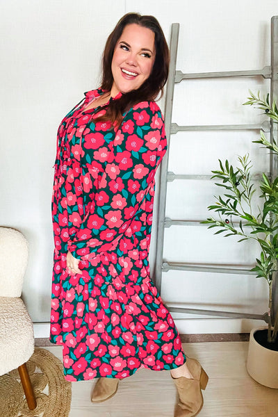 Look Adorable Ribbon Bow Tie Babydoll Tiered Maxi Dress - Online Only!