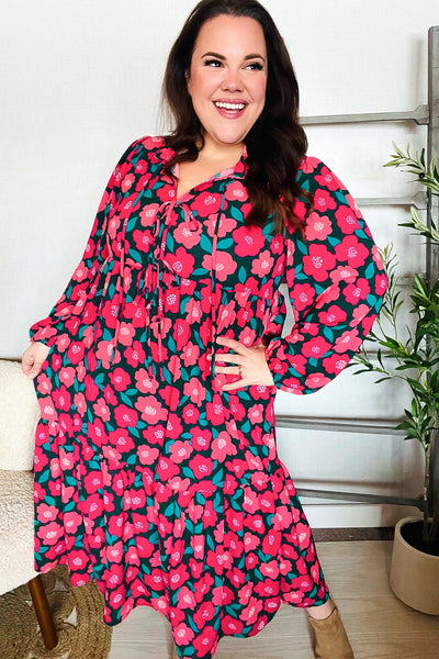 Look Adorable Ribbon Bow Tie Babydoll Tiered Maxi Dress - Online Only!