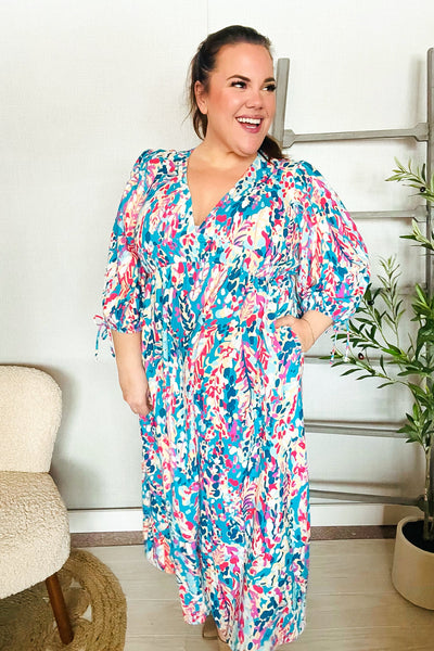 Star Struck Vintage Floral Midi Dress with Side Pockets - Online Only!