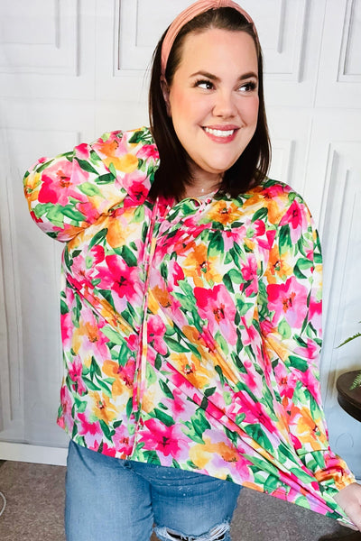 Pretty In Pink Watercolor Floral Yoke Tie Top - Online Only!