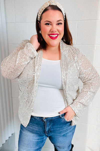 Be Your Own Star Silver Sequin Open Blazer - Online Only!