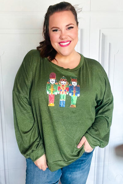 Be Merry Forest Green Nutcracker Sequin Hacci Top - Online Only!