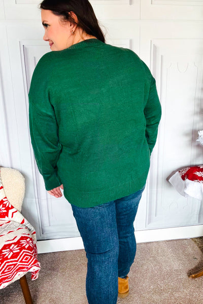 Be Merry Hunter Green Pop Up Lurex Sweater - Online Only!