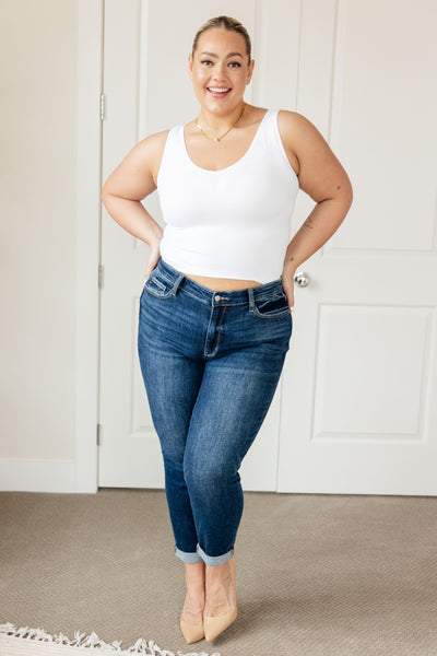 Judy Blue Midrise Cuffed Boyfriend Jeans - Online Only!