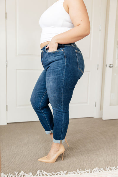 Judy Blue Midrise Cuffed Boyfriend Jeans - Online Only!