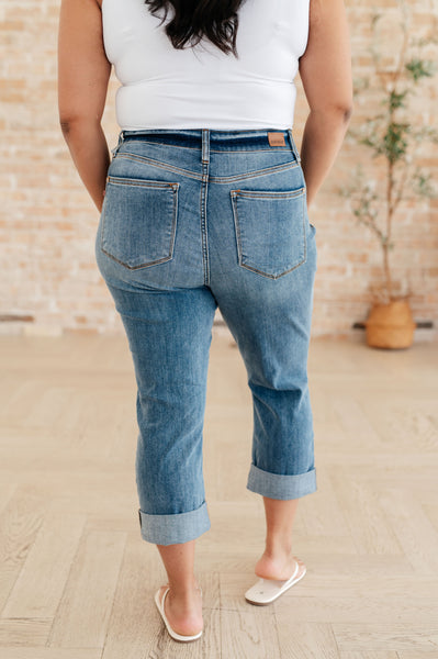 Judy Blue Mid Rise Cuffed Skinny Capri Jeans - Online Only!