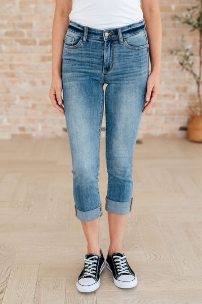 Judy Blue Mid Rise Cuffed Skinny Capri Jeans - Online Only!