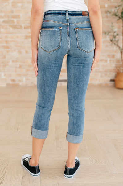 Judy Blue Mid Rise Cuffed Skinny Capri Jeans - Online Only!