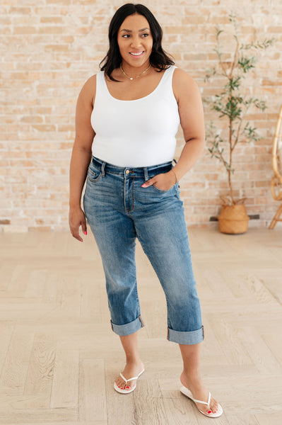 Judy Blue Mid Rise Cuffed Skinny Capri Jeans - Online Only!