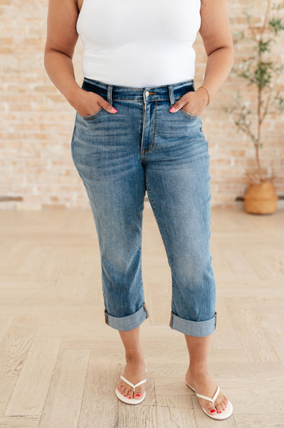 Judy Blue Mid Rise Cuffed Skinny Capri Jeans - Online Only!