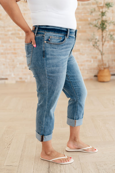 Judy Blue Mid Rise Cuffed Skinny Capri Jeans - Online Only!