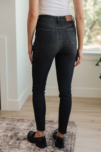 Judy Blue High Rise Control Top Skinny Jeans in Washed Black - Online Only!