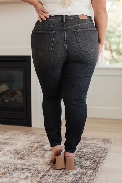 Judy Blue High Rise Control Top Skinny Jeans in Washed Black - Online Only!