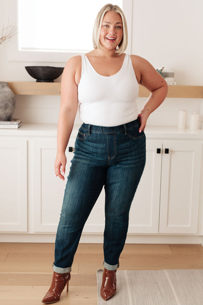 Judy Blue High Rise Pull On Double Cuff Slim Jeans - Online Only!
