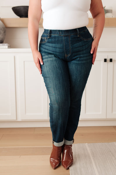 Judy Blue High Rise Pull On Double Cuff Slim Jeans - Online Only!