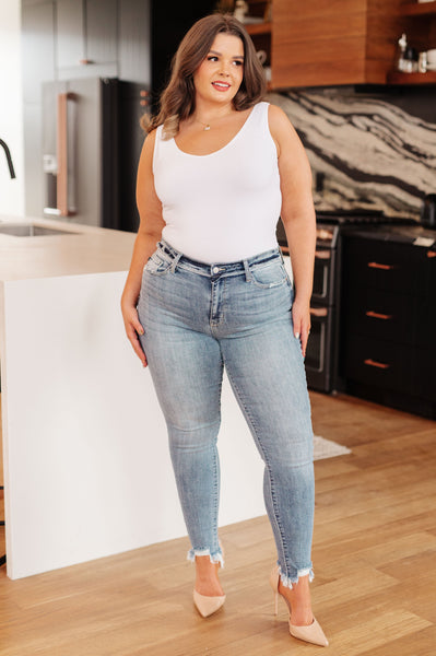 Judy Blue Mid Rise Release Waistband Detail Skinny - Online Only!
