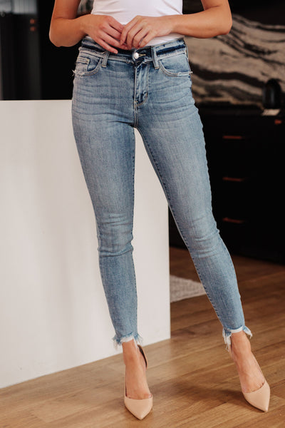 Judy Blue Mid Rise Release Waistband Detail Skinny - Online Only!