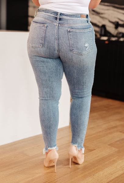 Judy Blue Mid Rise Release Waistband Detail Skinny - Online Only!