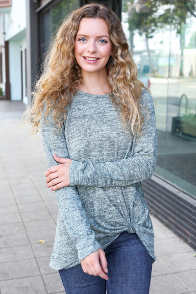 Weekend Ready Green Two-Tone Front Knot Pullover - Online Only!