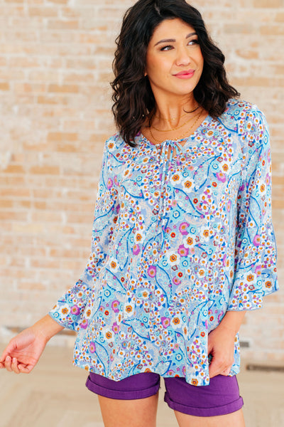 Retro Ditsy Floral Bell Sleeve Top - Online Only!