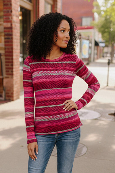 Magenta Herringbone Long Sleeve - Online Only!