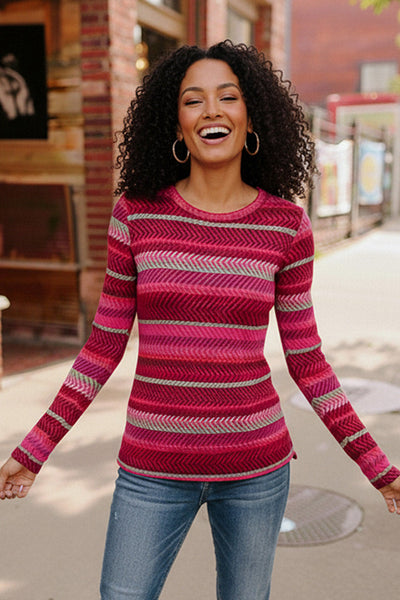 Magenta Herringbone Long Sleeve - Online Only!