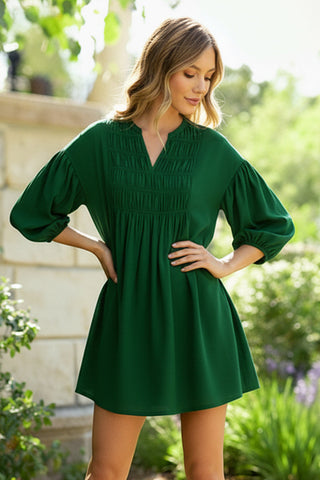 Green with Envy Crepe Smocked Dress - Online Only!