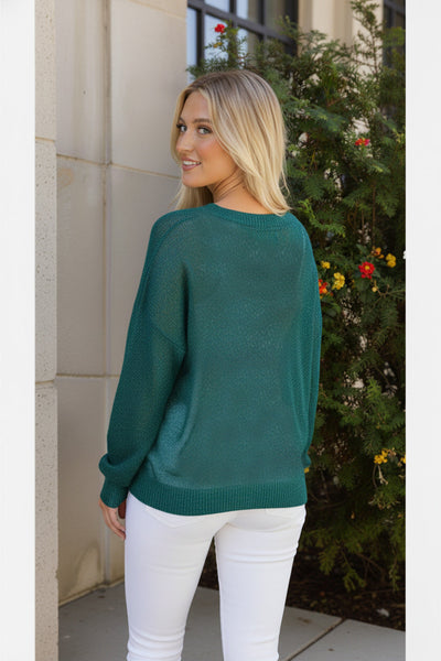 Holiday Shimmers Green Sequins Sweater - Online Only!