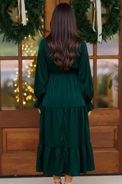 Goddess Grove Green Satin Maxi Dress - Online Only!