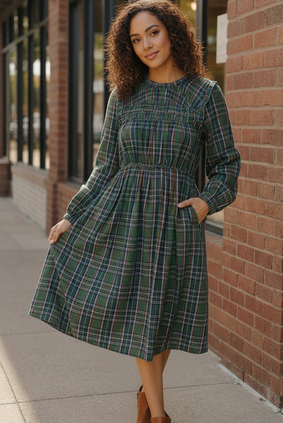 Cedar Lane Plaid Midi Dress - Online Only!