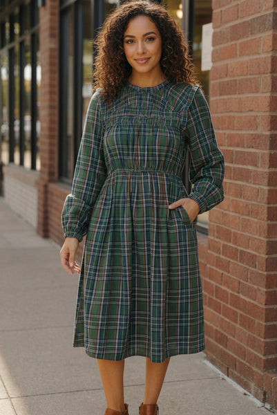 Cedar Lane Plaid Midi Dress - Online Only!