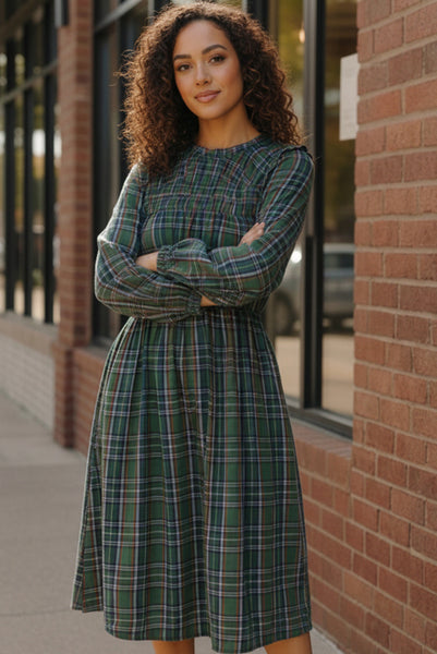 Cedar Lane Plaid Midi Dress - Online Only!