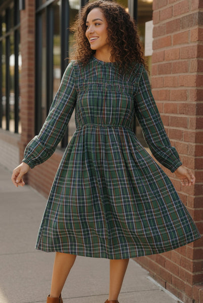 Cedar Lane Plaid Midi Dress - Online Only!