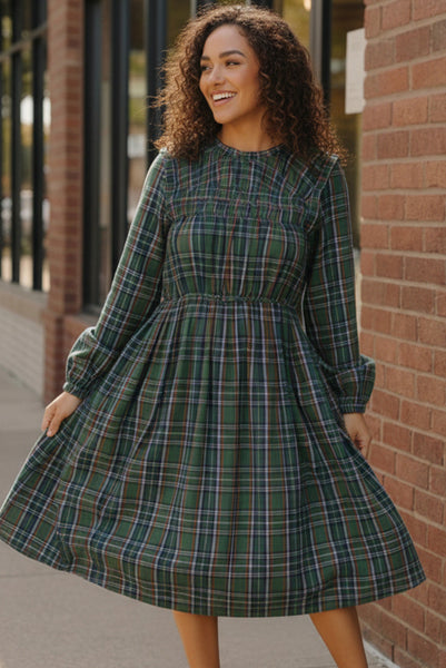 Cedar Lane Plaid Midi Dress - Online Only!