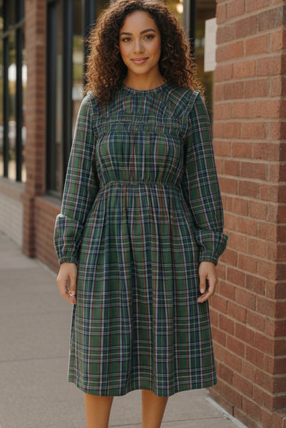 Cedar Lane Plaid Midi Dress - Online Only!