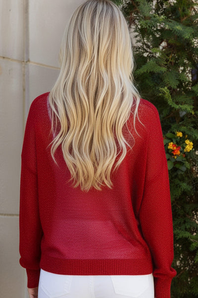 Holiday Shimmers Red Sequins Sweater - Online Only!
