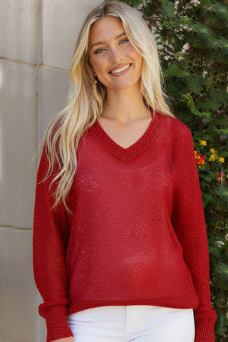 Holiday Shimmers Red Sequins Sweater - Online Only!