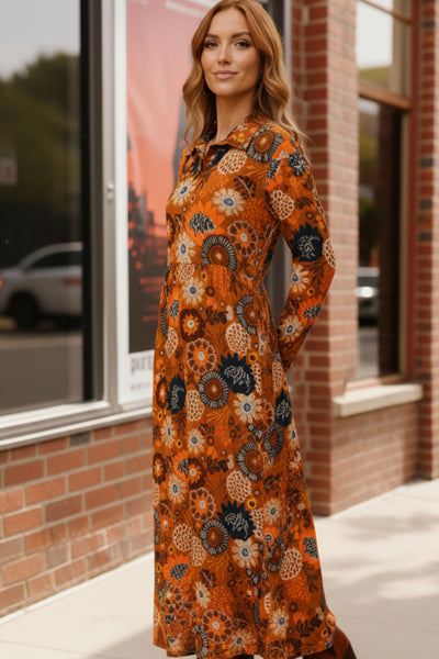 Groovy Garden Rust Maxi Dress - Online Only!