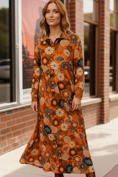 Groovy Garden Rust Maxi Dress - Online Only!