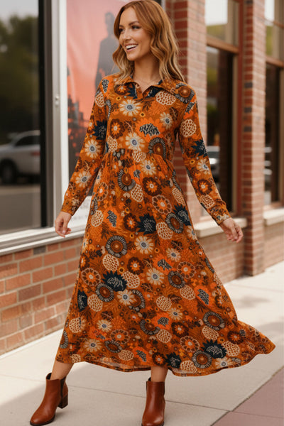 Groovy Garden Rust Maxi Dress - Online Only!