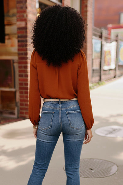 Copper Charm Pleated Blouse - Online Only!