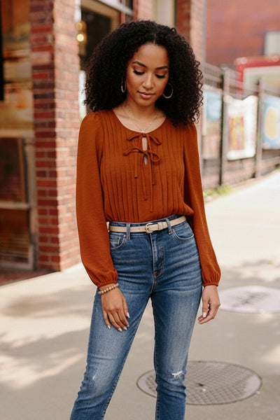 Copper Charm Pleated Blouse - Online Only!