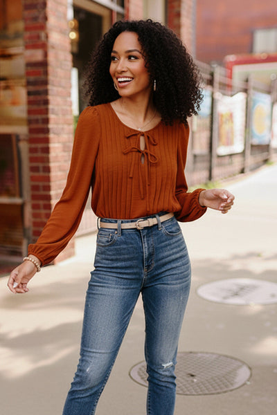 Copper Charm Pleated Blouse - Online Only!