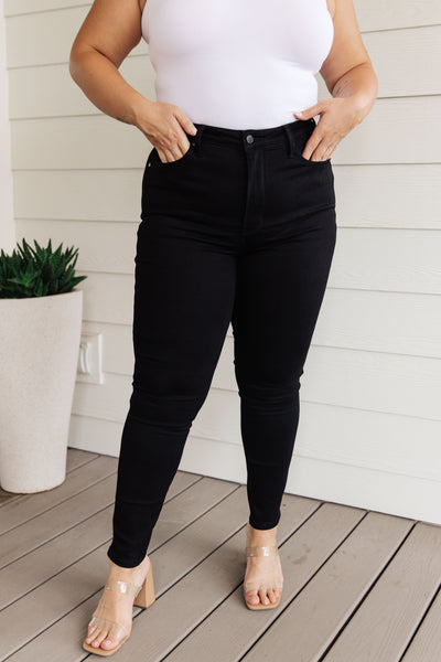 Judy Blue High Rise Control Top Classic Skinny Jeans in Black - Online Only!