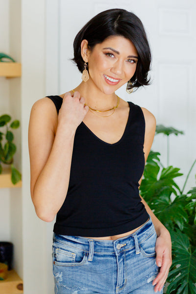 Carefree Seamless Reversible Tank in Black - Online Only!
