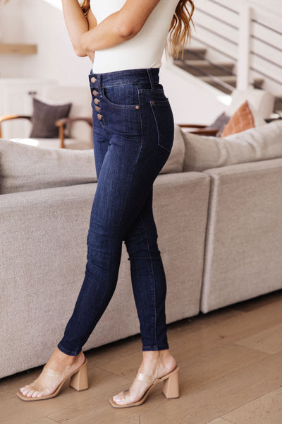 Judy Blue High Waist Hand Sanded Resin Skinny Jeans - Online Only!