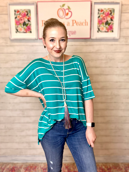 LAST CHANCE FINAL SALE Teal Oversized Striped Tunic