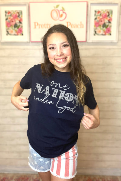 FINAL SALE Navy One Nation Under God Tee