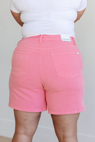 Jenna High Rise Control Top Cuffed Shorts in Pink - Online Only!